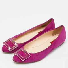 CH Carolina Herrera Pink Suede Pointed Toe Ballet Flats Size 39