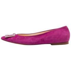 CH Carolina Herrera Pink Suede Pointed Toe Ballet Flats Size 39