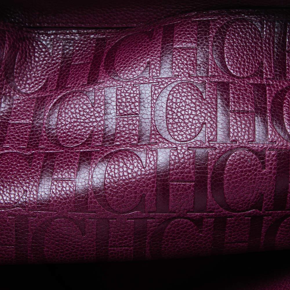 CH Carolina Herrera Plum Leather Tempo Collection Adagio Tote For Sale 5