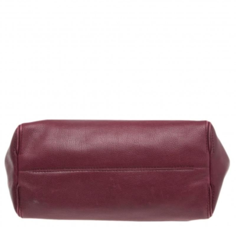 Brown CH Carolina Herrera Plum Leather Tempo Collection Adagio Tote