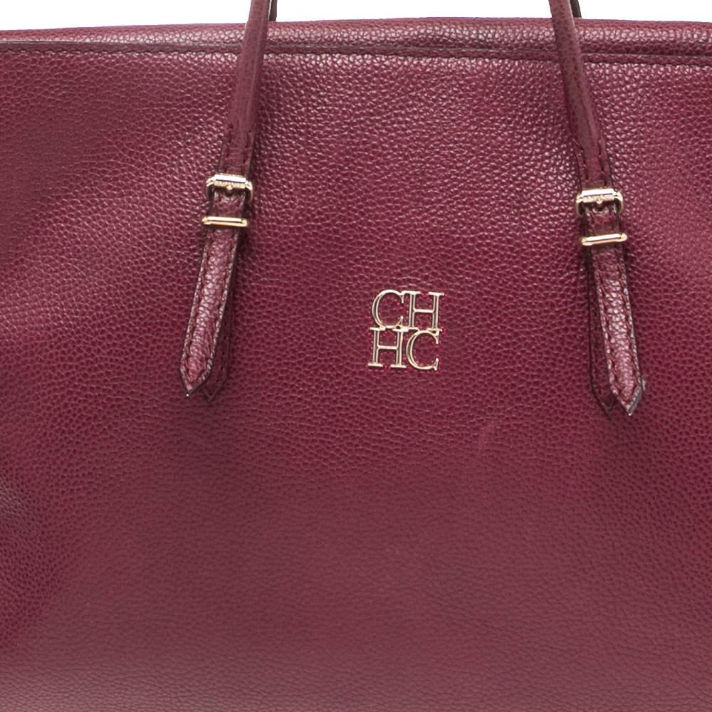 CH Carolina Herrera Plum Leather Tempo Collection Adagio Tote For Sale 4