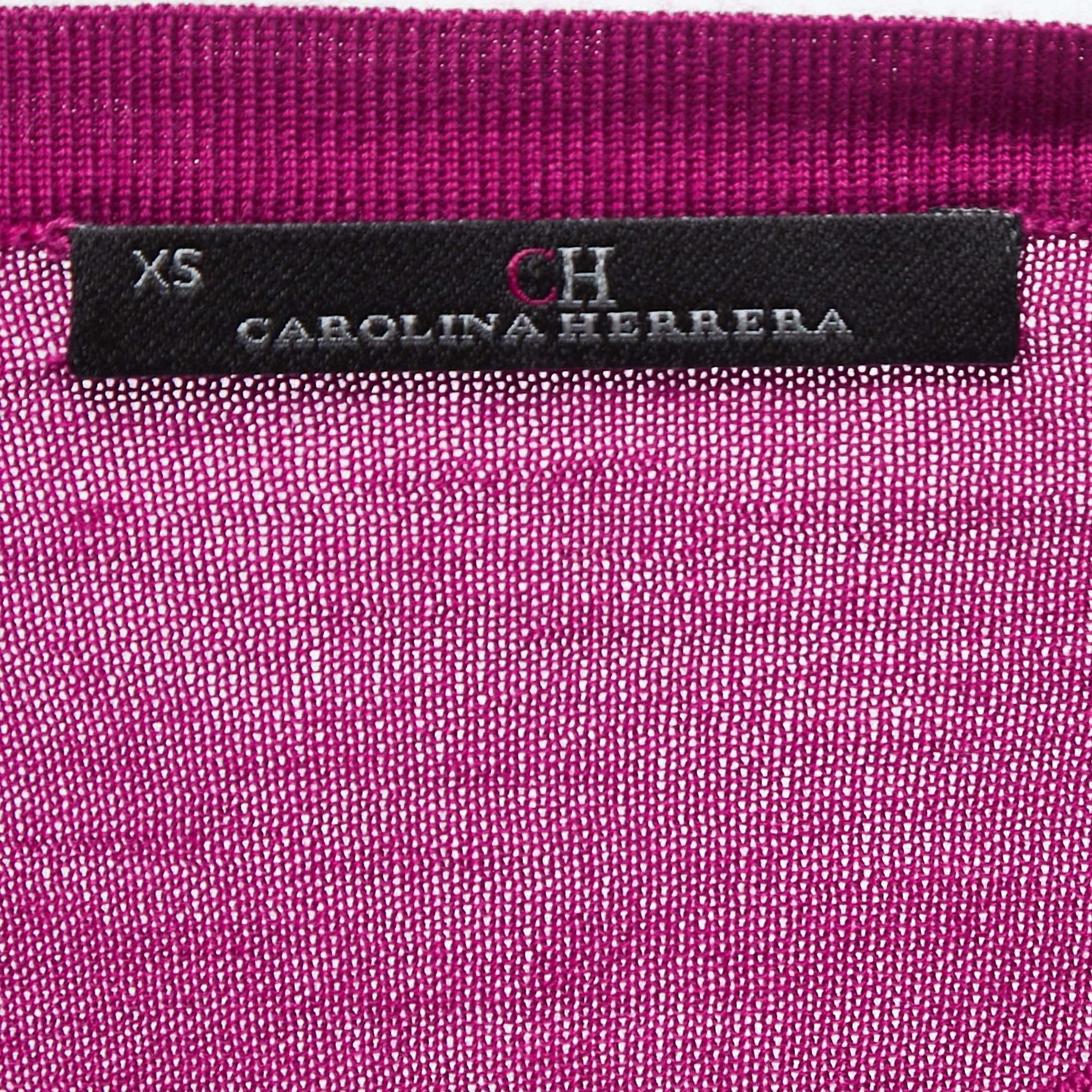 De las mujeres CH Carolina Herrera Chaqueta de punto morada abotonada XS