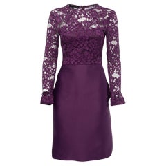 CH Carolina Herrera - Robe midi en dentelle et satin - Violet S