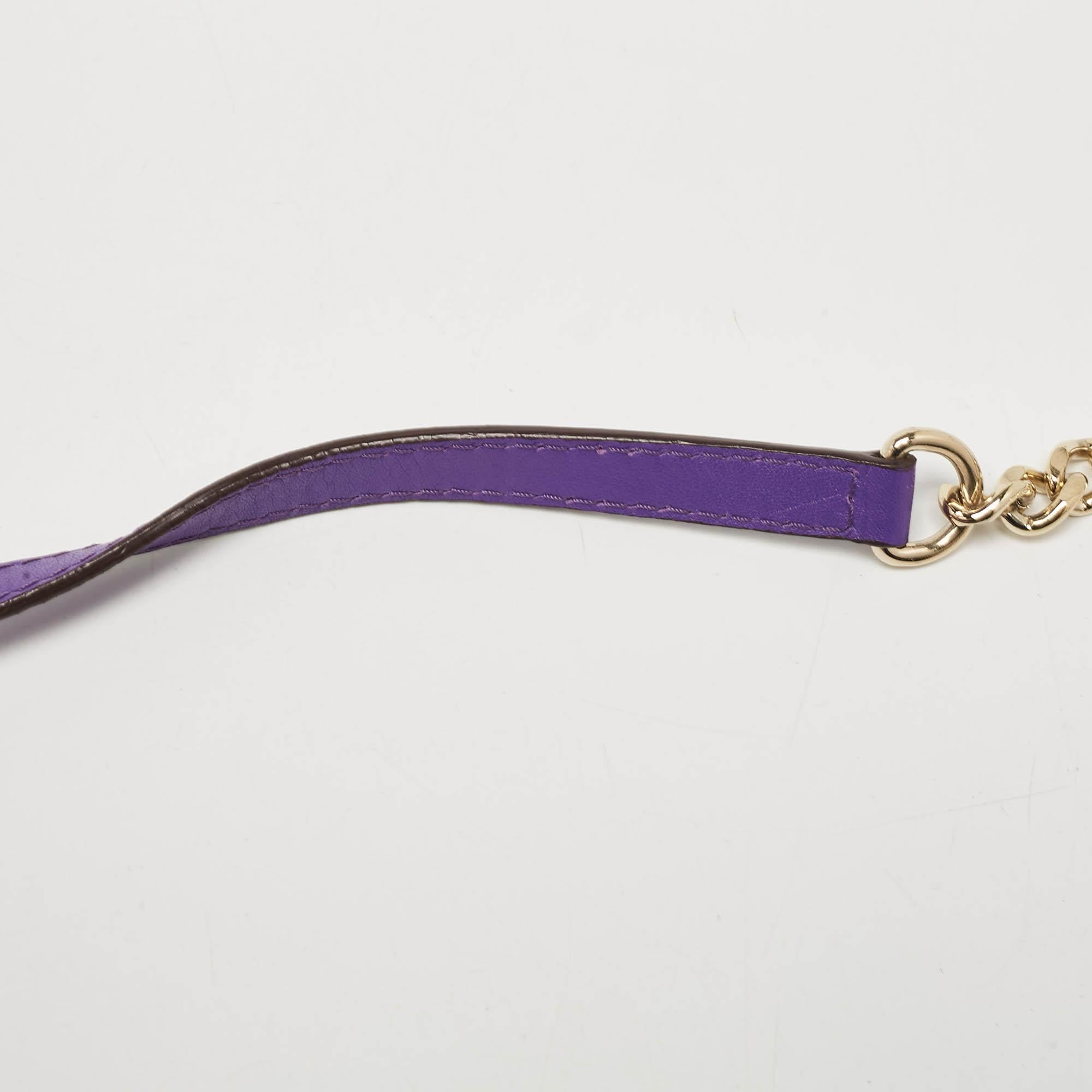CH Carolina Herrera Purple Leather Flap Shoulder Bag For Sale 2
