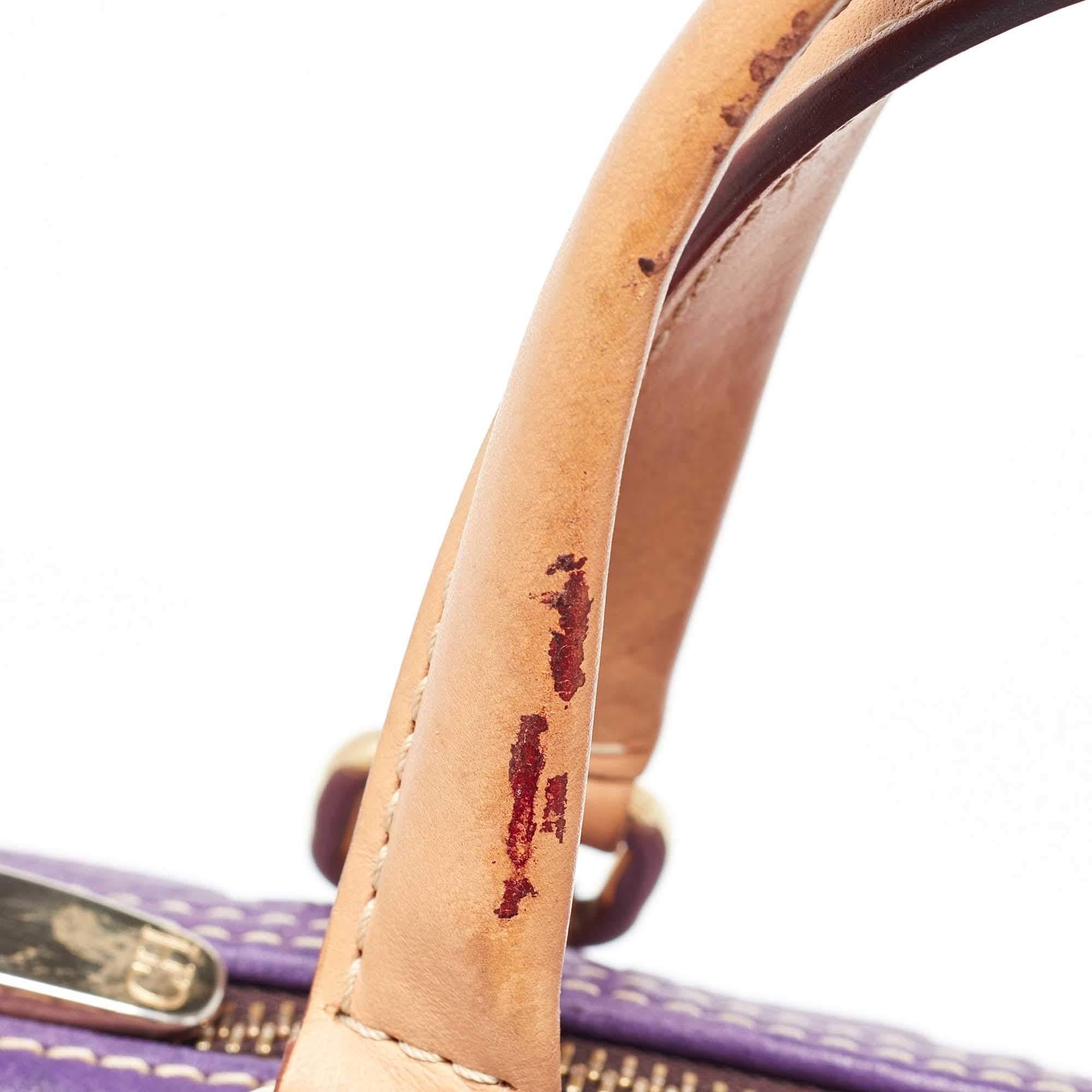 CH Carolina Herrera Purple Monogram Leather Andy Boston Bag 3