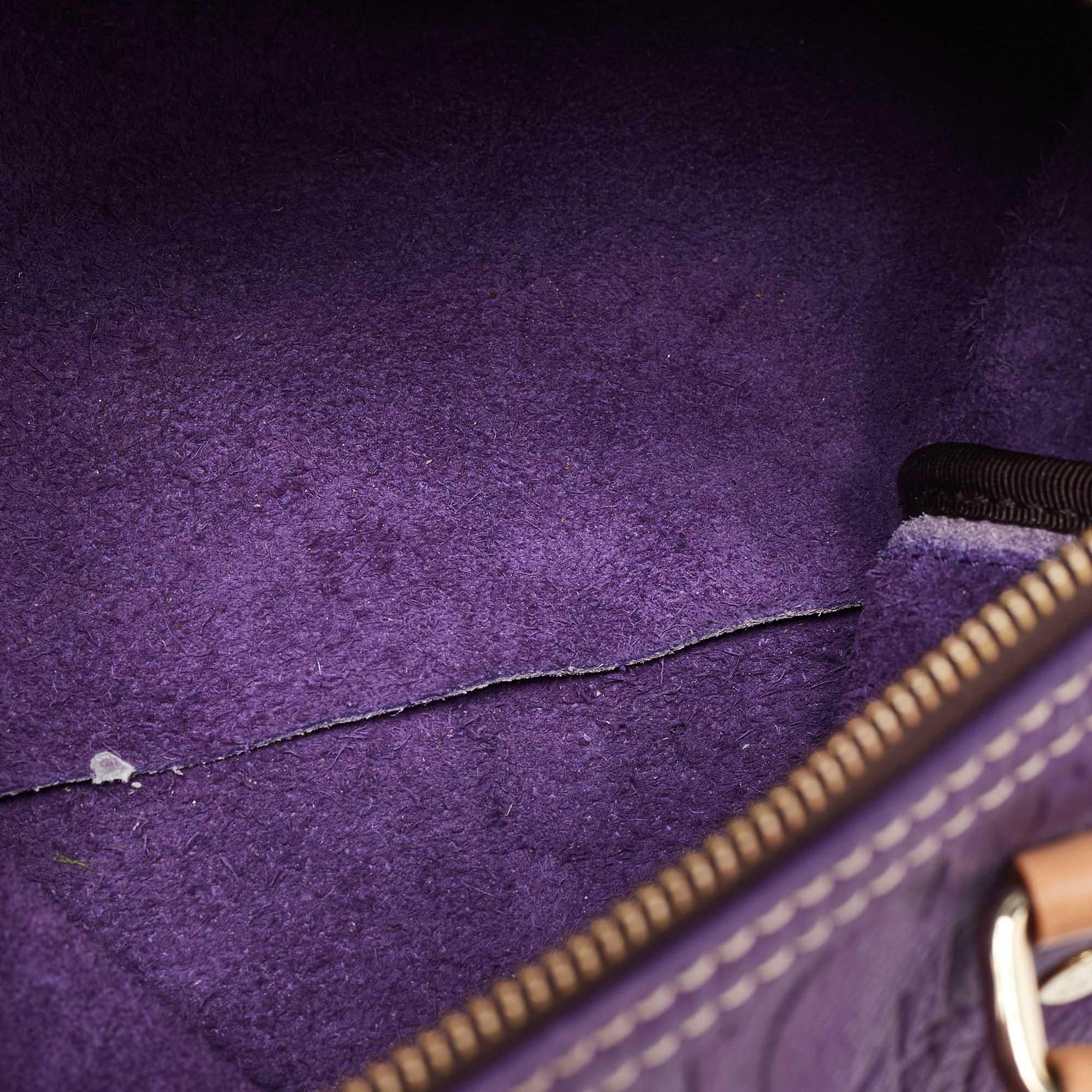 CH Carolina Herrera Purple Monogram Leather Andy Boston Bag 4