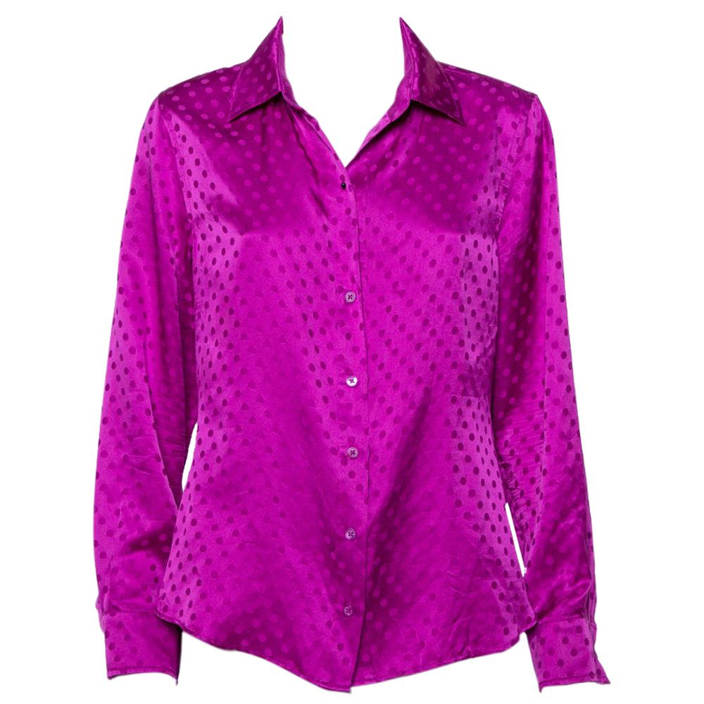 Casablanca Multicolor Printed Silk Satin Button Front Shirt L For 