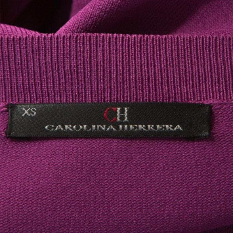 CH Carolina Herrera Cardigan con cintura in maglia elasticizzata viola XS in vendita 1