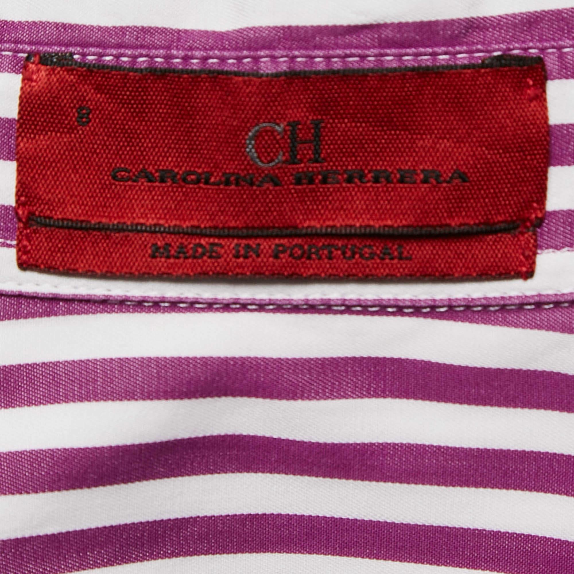 CH Carolina Herrera Purple Striped Cotton Button Front Shirt M In Excellent Condition In Dubai, Al Qouz 2