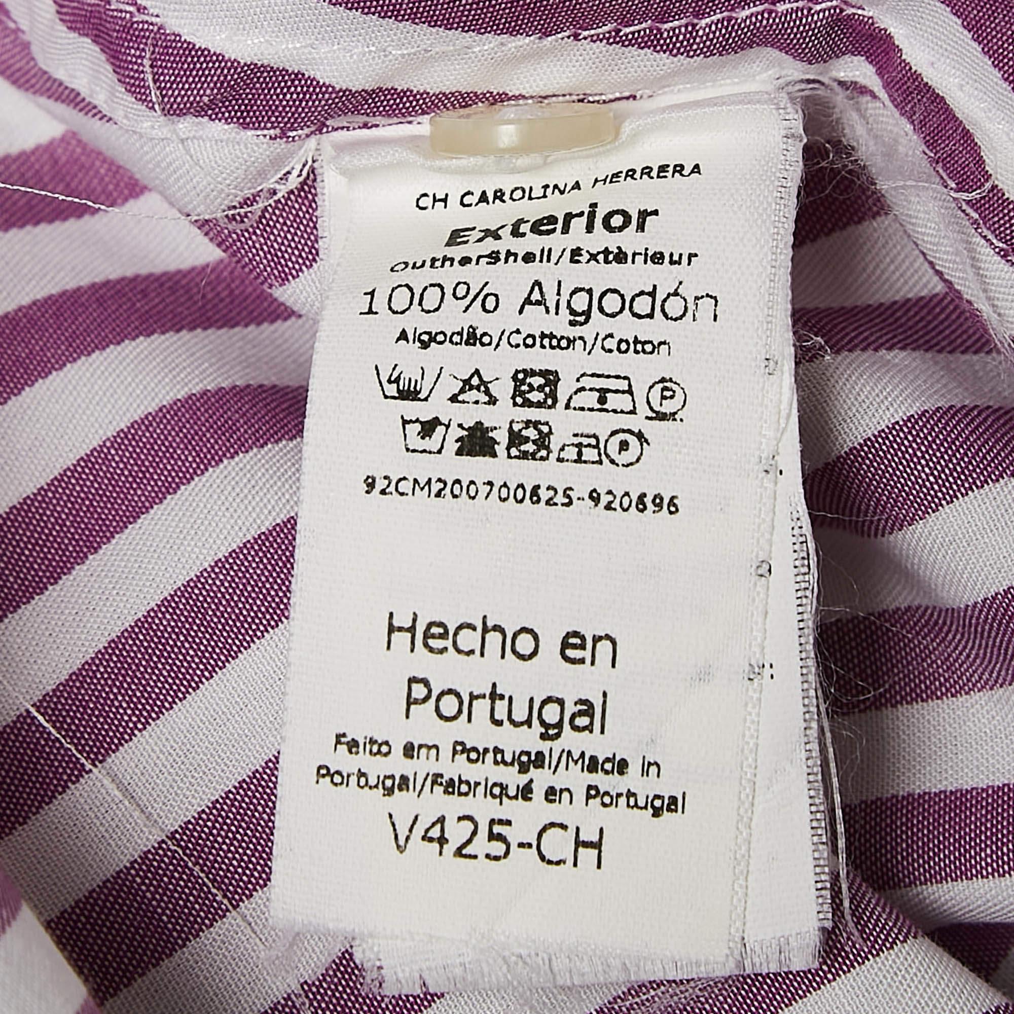 Women's CH Carolina Herrera Purple Striped Cotton Button Front Shirt M