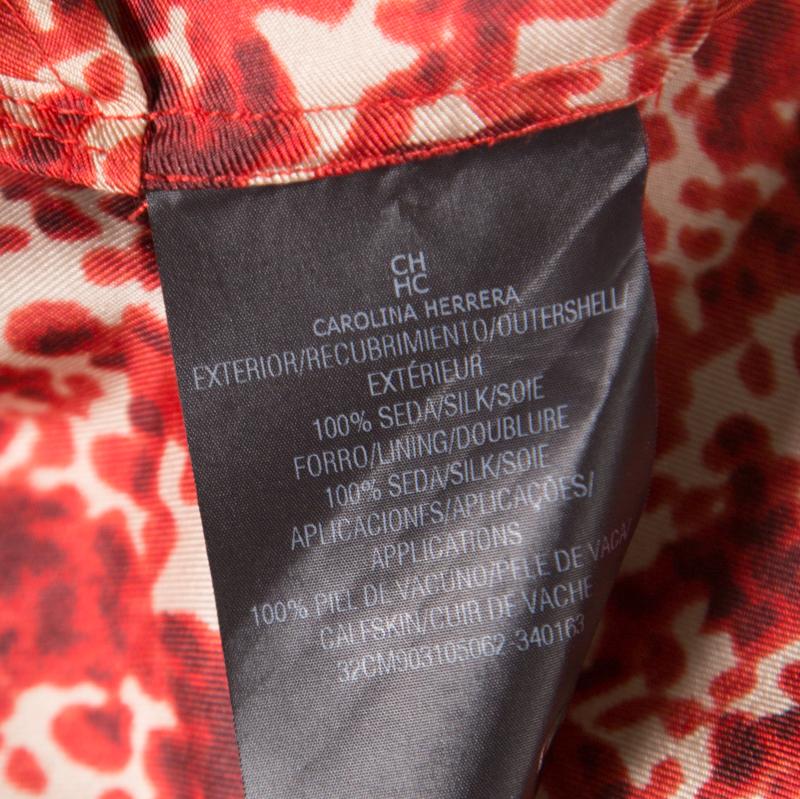 CH Carolina Herrera Red Abstract Printed Silk Button Front Tunic Dress S 1