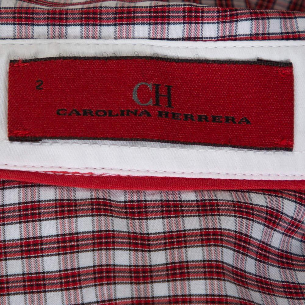  Chemise Carolina Herrera à carreaux rouges à manches longues S Pour femmes 