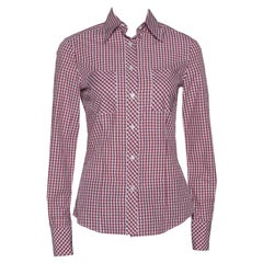 Chemise Carolina Herrera à carreaux rouges à manches longues S
