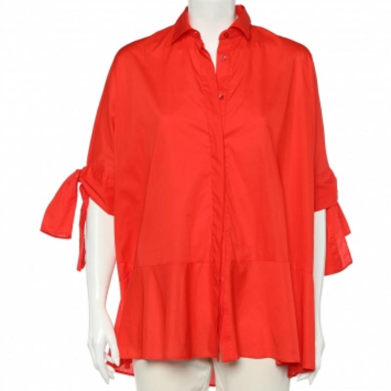 CH Carolina Herrera - Camicia oversize in cotone rosso S