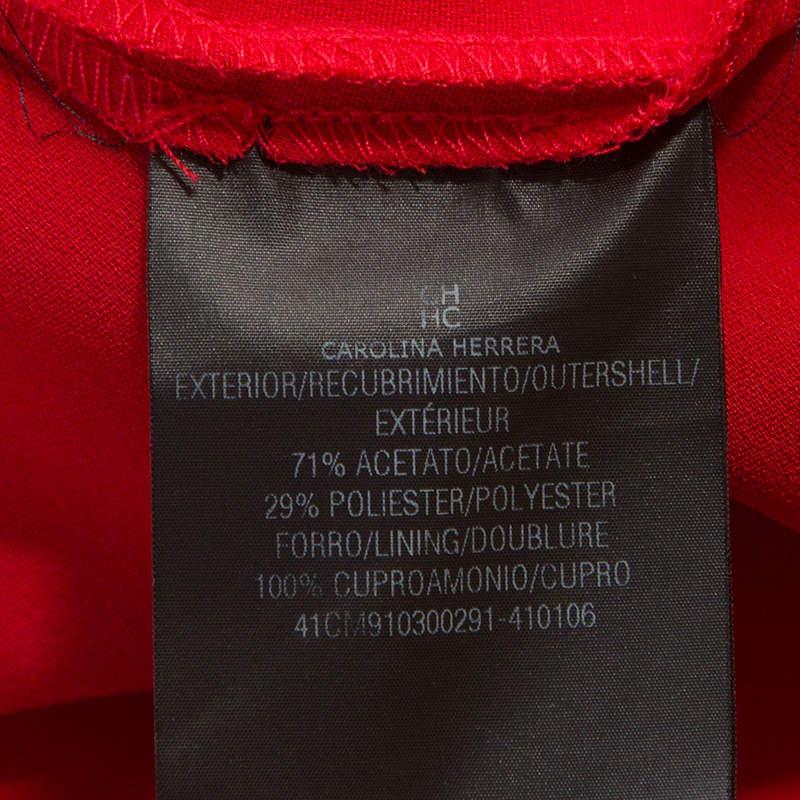 CH Carolina Herrera Red Crepe Ruffle Detail Sleeveless Maxi Dress S 2