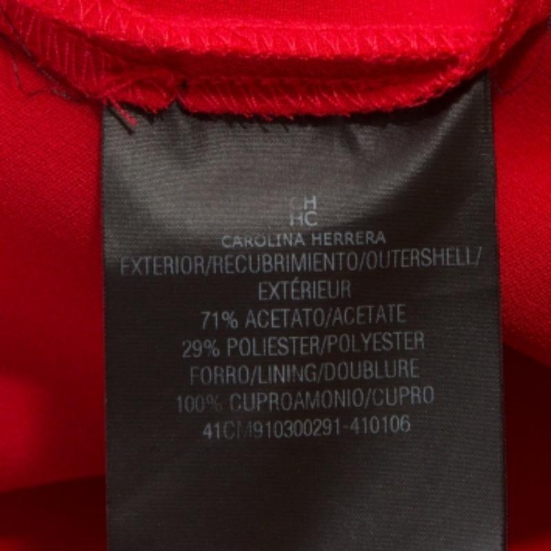 CH Carolina Herrera - Maxi abito senza maniche in crepe rossa con dettagli a volant S in vendita 2