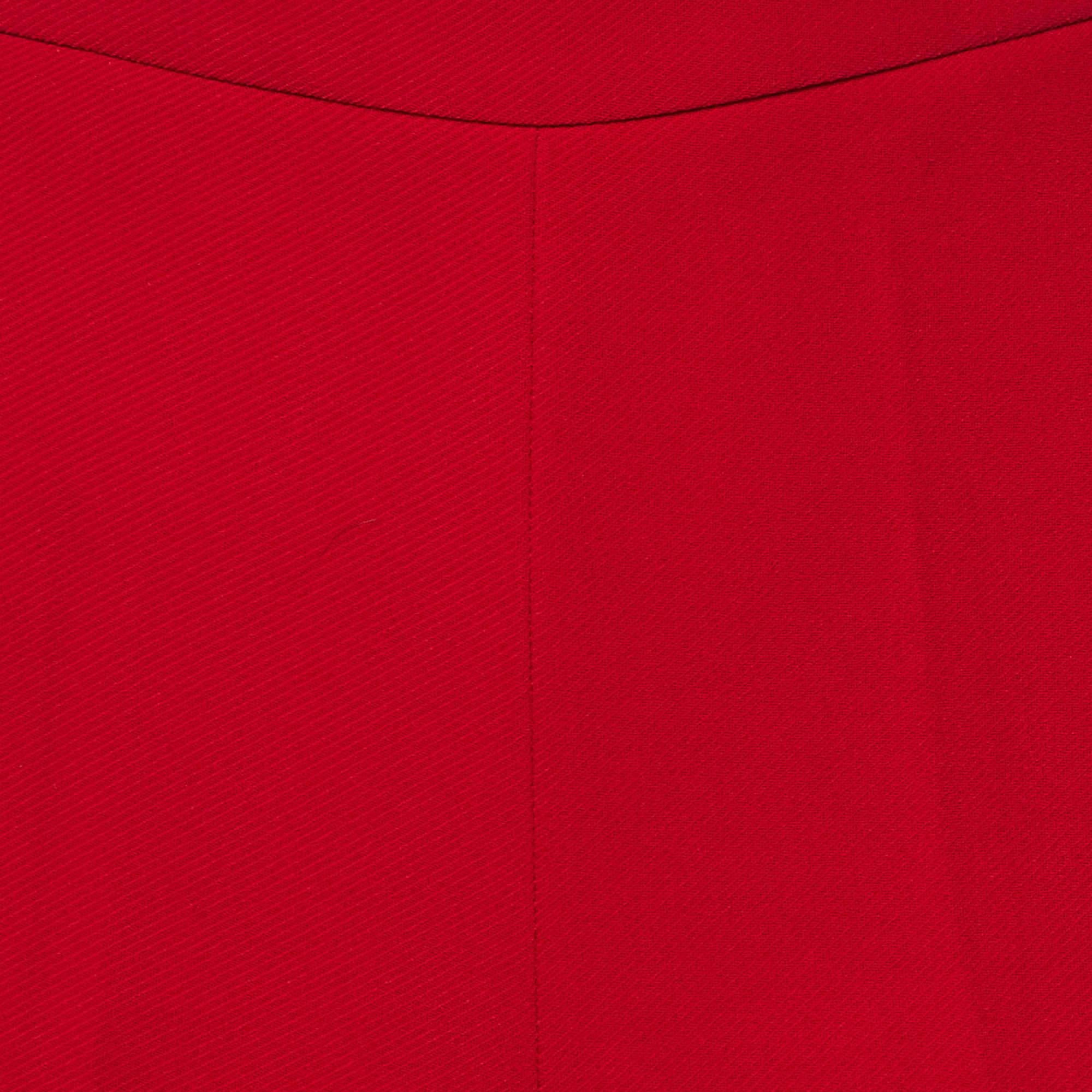 CH Carolina Herrera Red Crepe Wide Leg Trousers S In Excellent Condition In Dubai, Al Qouz 2
