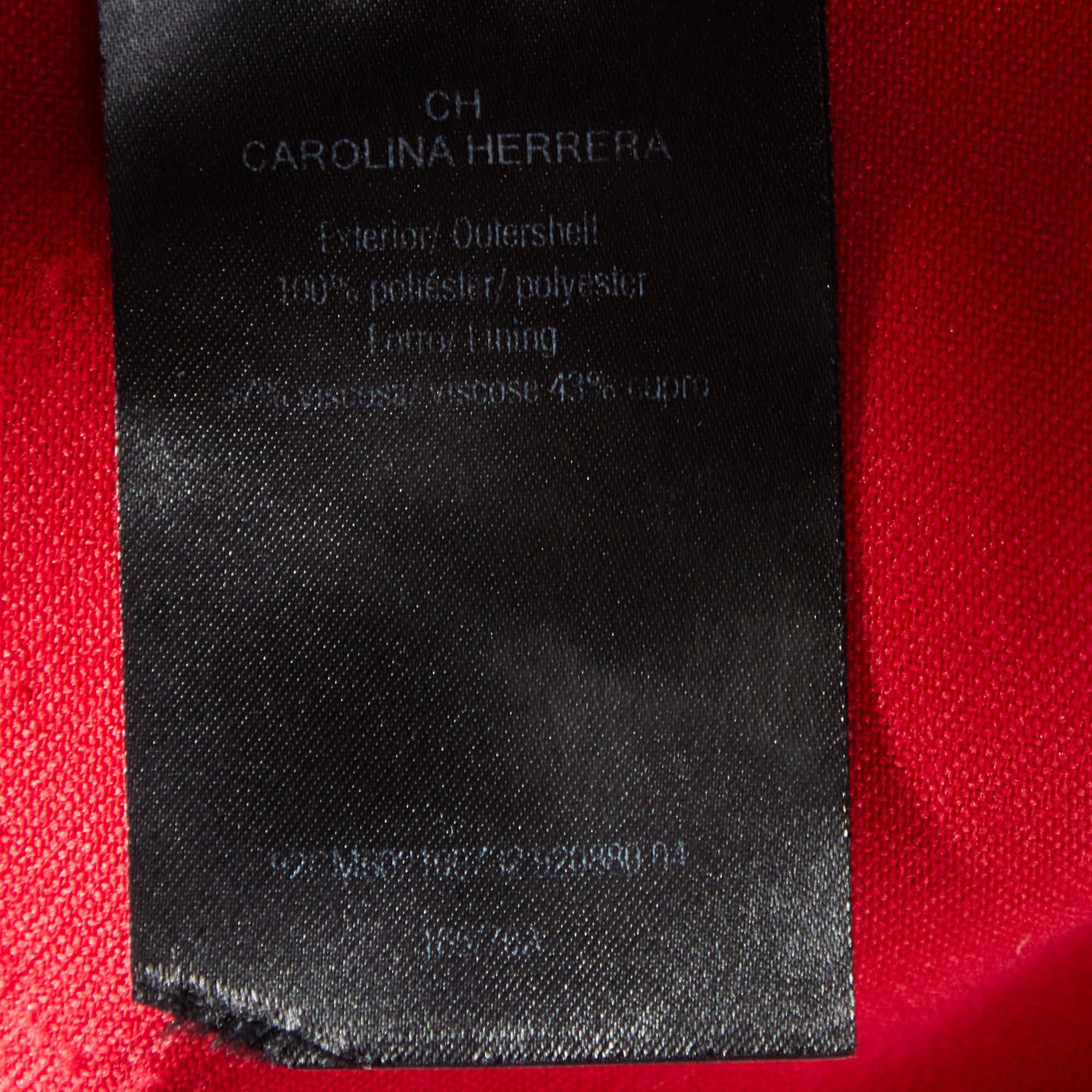 CH Carolina Herrera Red Crepe Wide Leg Trousers S 3