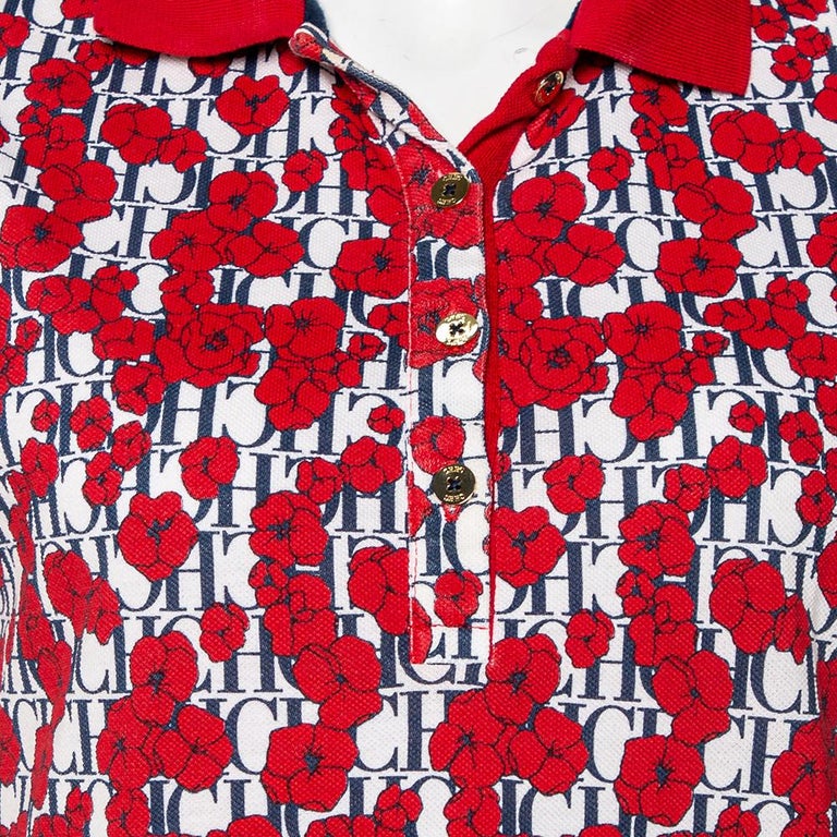 CH Carolina Herrera Red Floral and Logo Printed Cotton Pique Polo T-Shirt M  For Sale at 1stDibs | carolina herrera polo shirt, carolina herrera polo, ch  cotton t-shirt