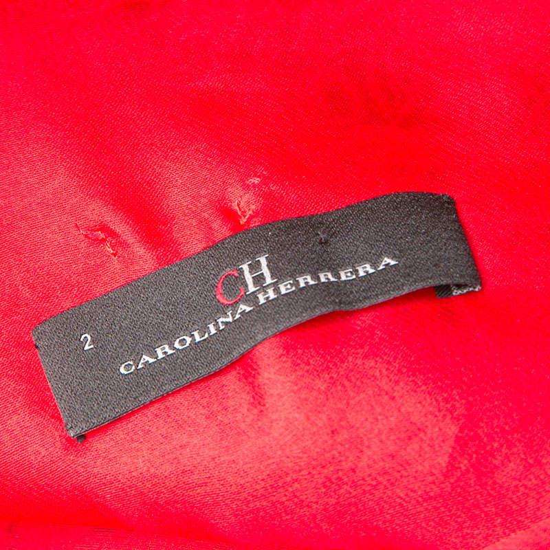 CH Carolina Herrera Red Lace and Organza Sleeveless Sheath Dress S For Sale 1