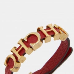 CH Carolina Herrera Red Leather Logo Wrap Bracelet