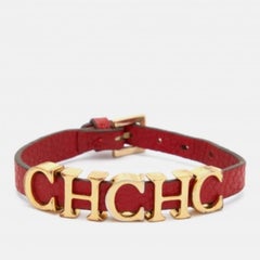 CH Carolina Herrera - Bracelet en cuir rouge avec logo