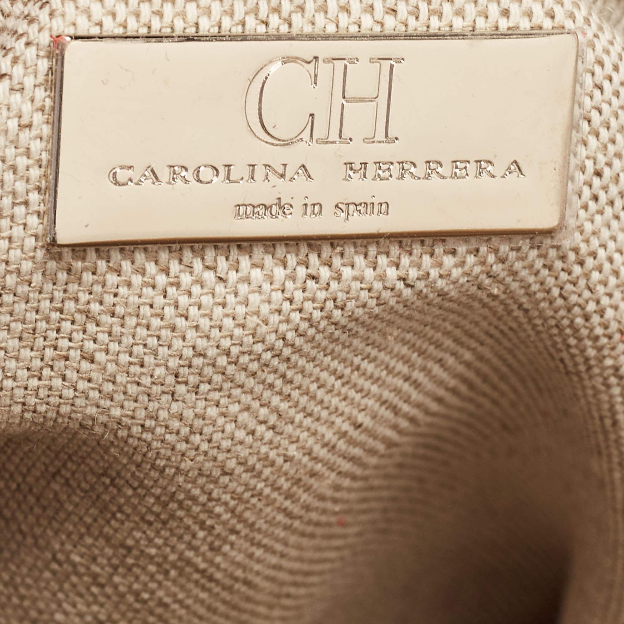 CH Carolina Herrera Sac à main en cuir rouge avec rabat et barre métallique en vente 3