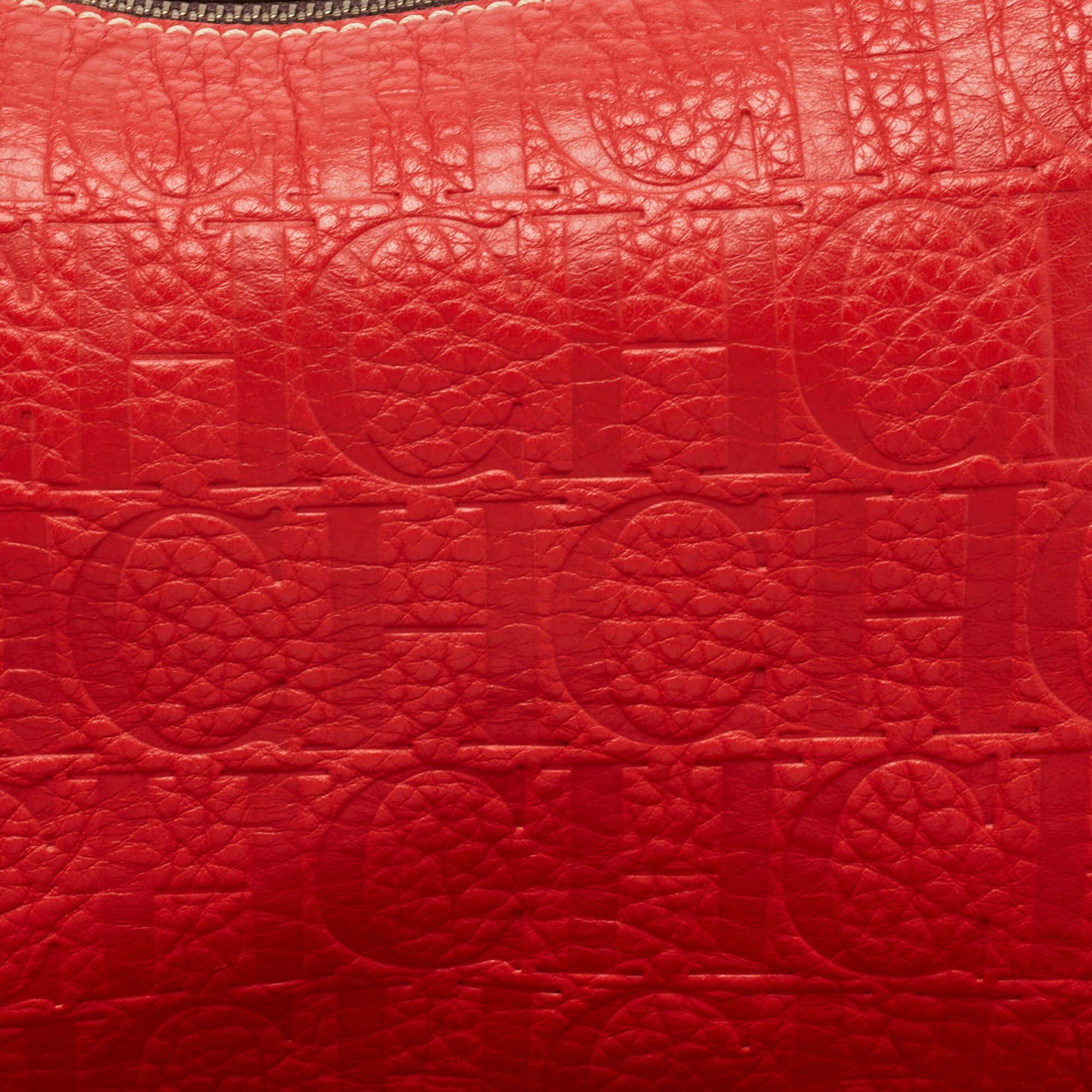 CH Carolina Herrera Red Leather Shoulder Bag 1