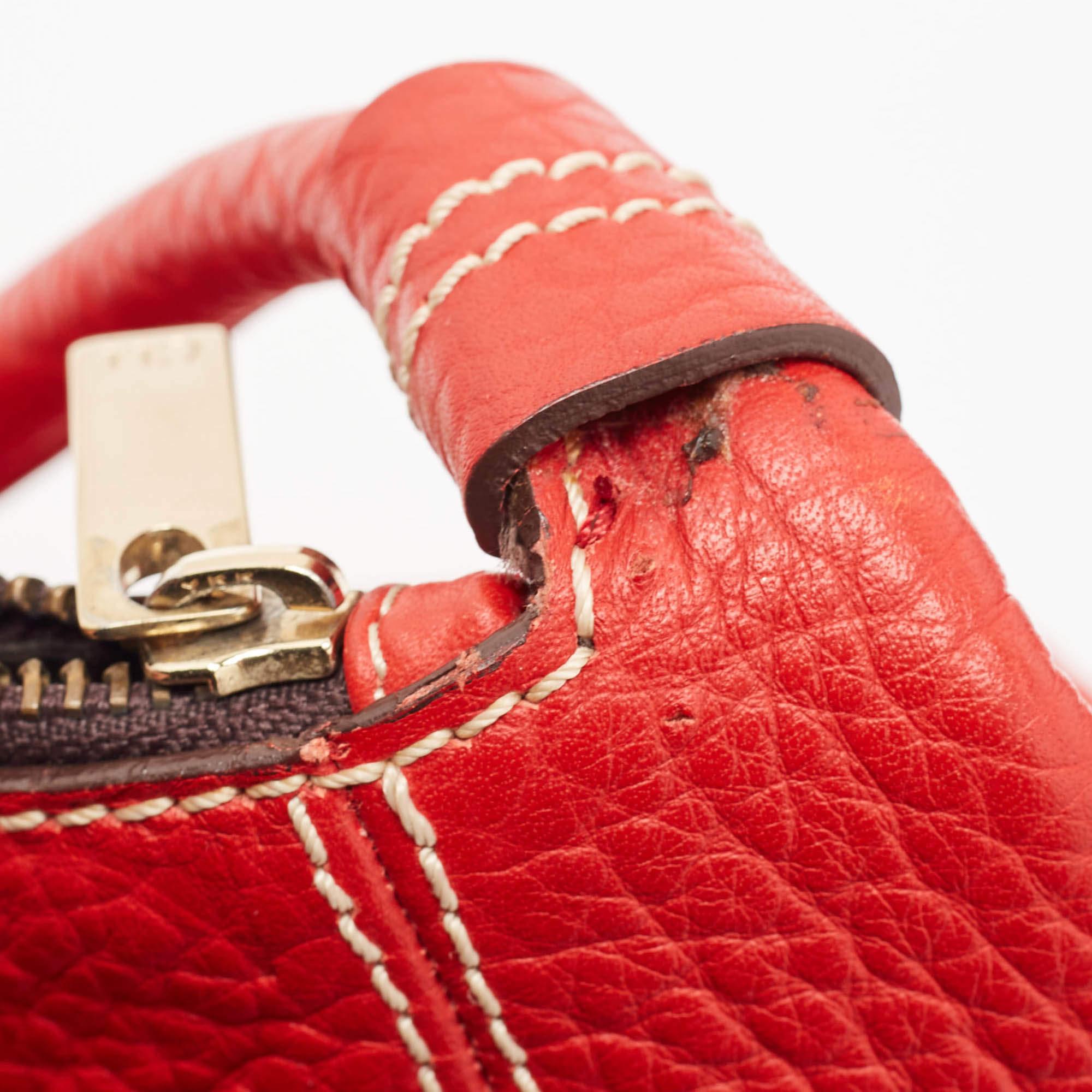 CH Carolina Herrera Red Leather Shoulder Bag 3