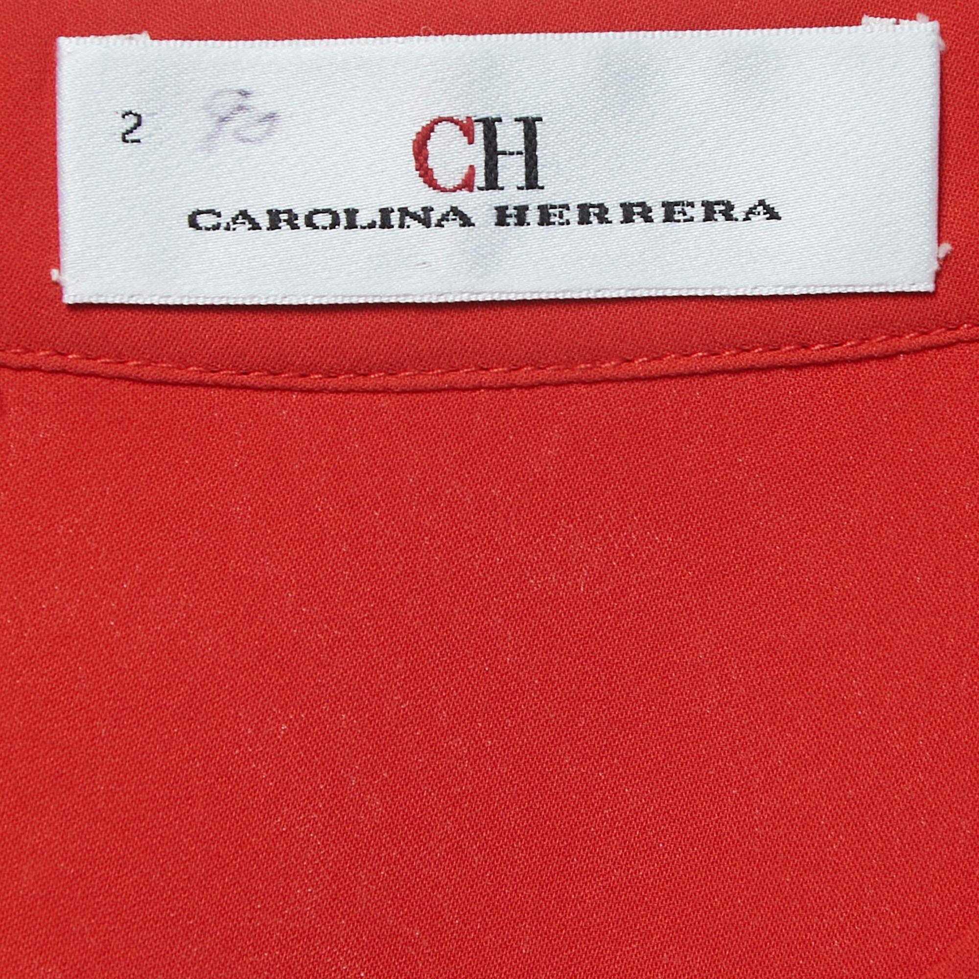 Women's CH Carolina Herrera Red Silk Top S For Sale