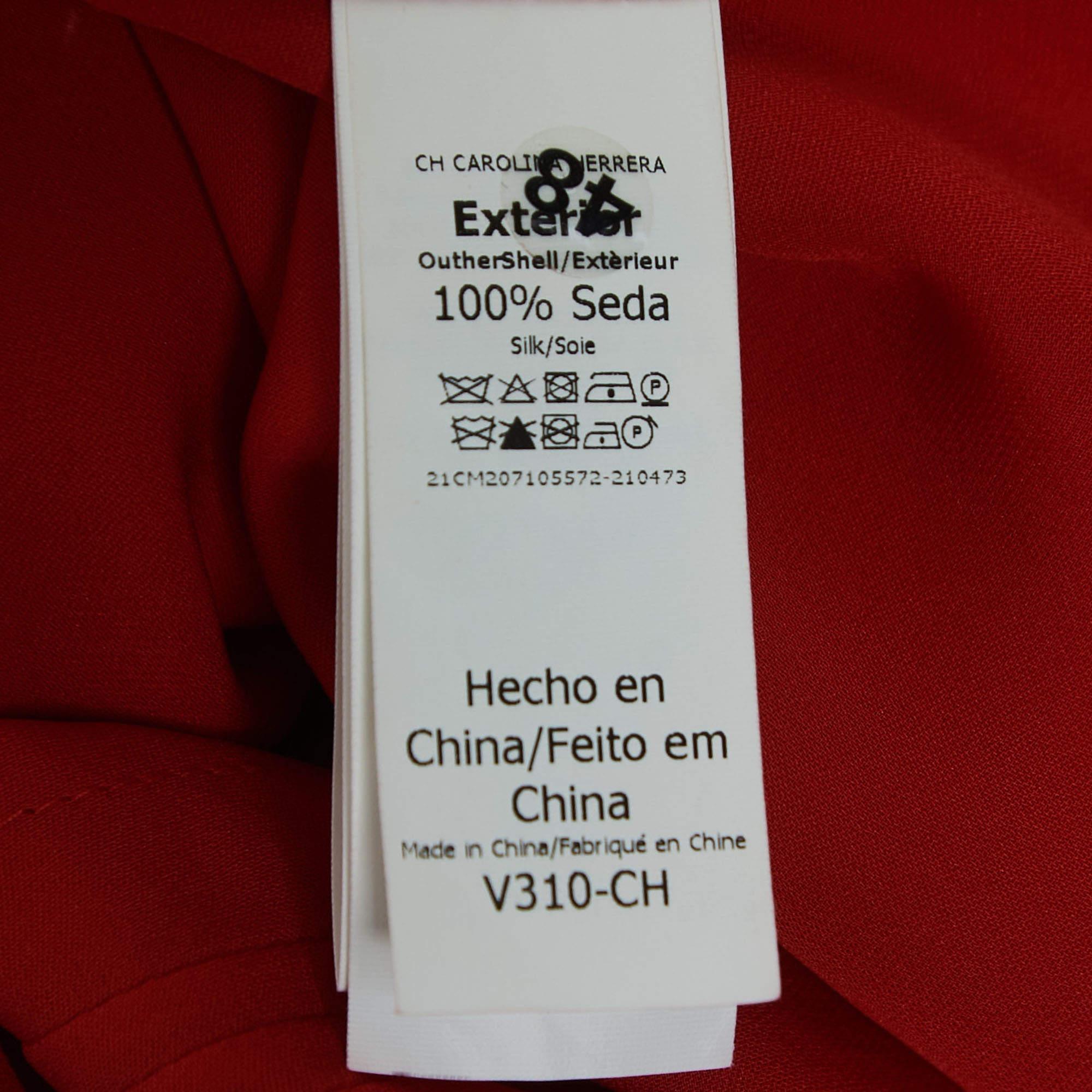 CH Carolina Herrera Red Silk Top S For Sale 1