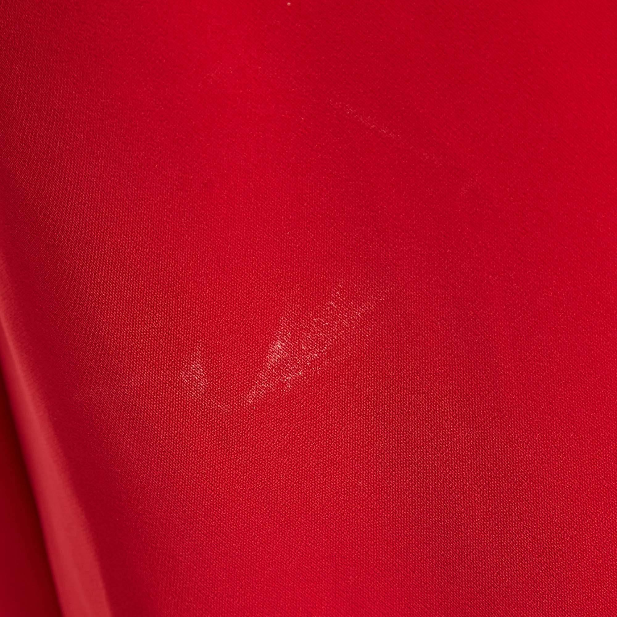 Rouge Robe courte Carolina Herrera rouge en crêpe extensible à manches ballons S CH en vente