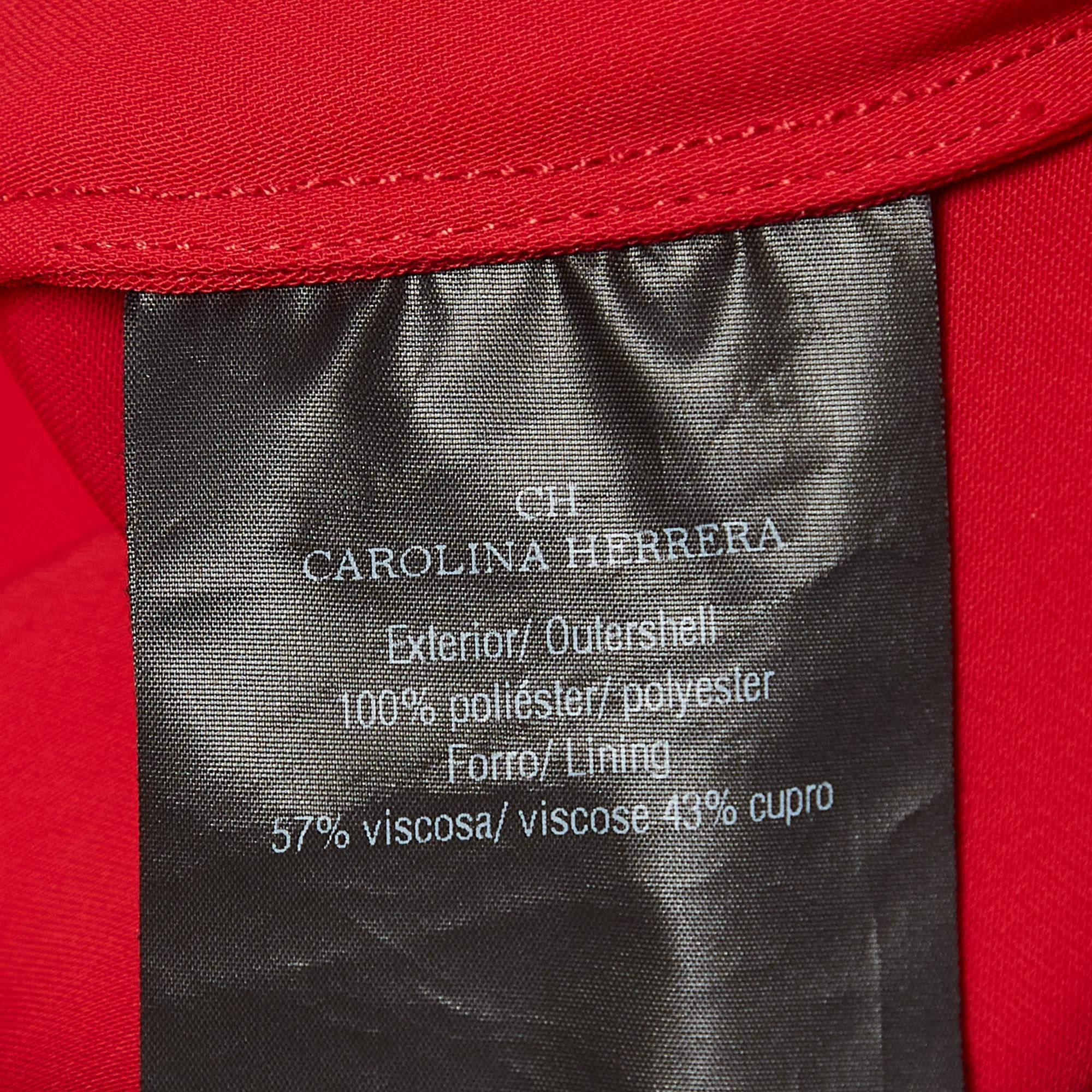 CH Carolina Herrera Red Stretch Crepe Balloon Sleeve Short Dress S 2