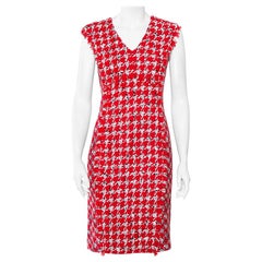 CH Carolina Herrera Red Tweed Sleeveless Sheath Dress M