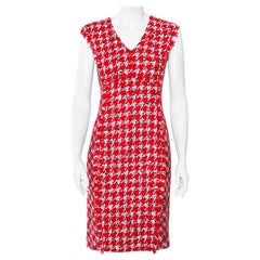 CH Carolina Herrera Red Tweed Sleeveless Sheath Dress M