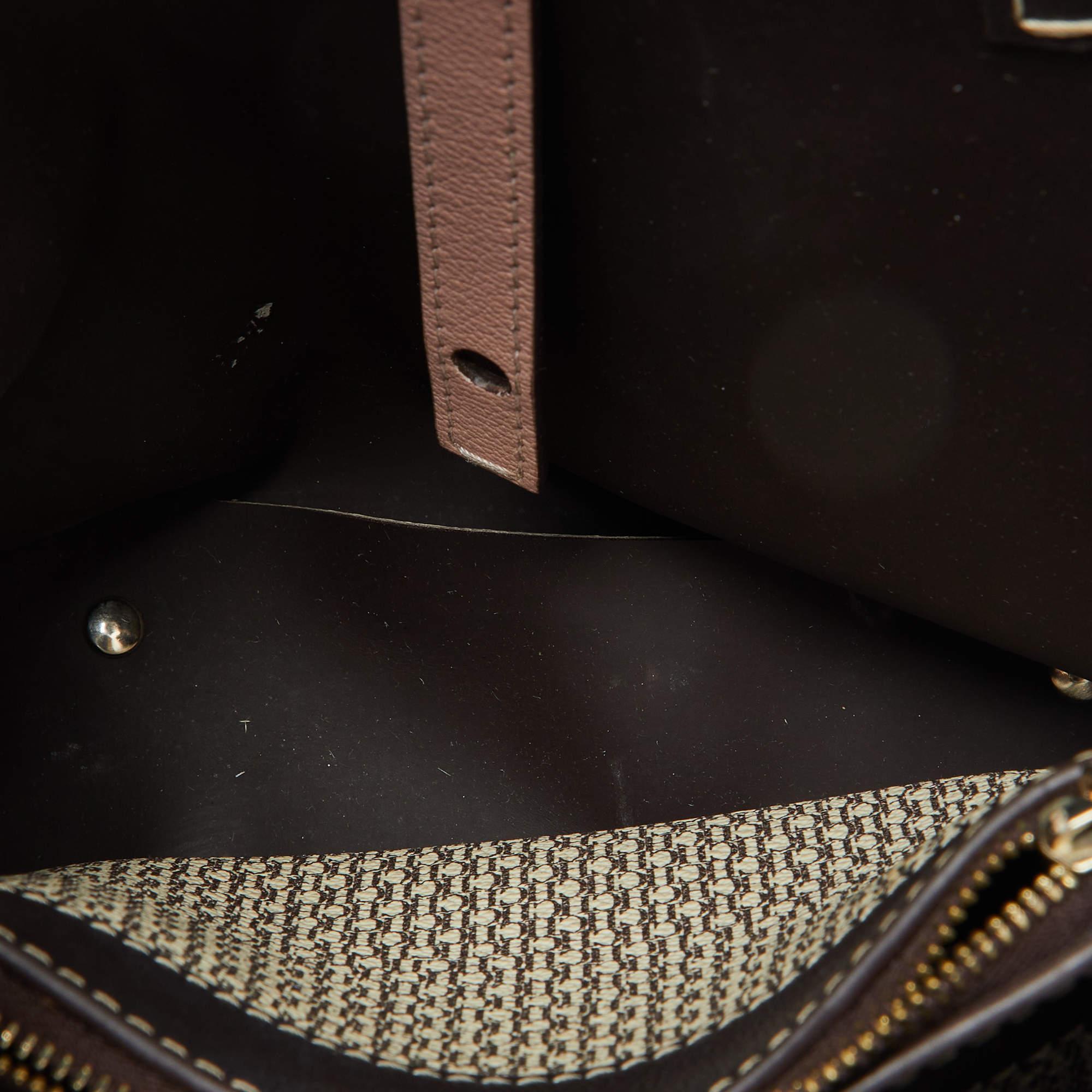 CH Carolina Herrera Signature Coated Canvas Leather Matryoshka Padlock Tote 4
