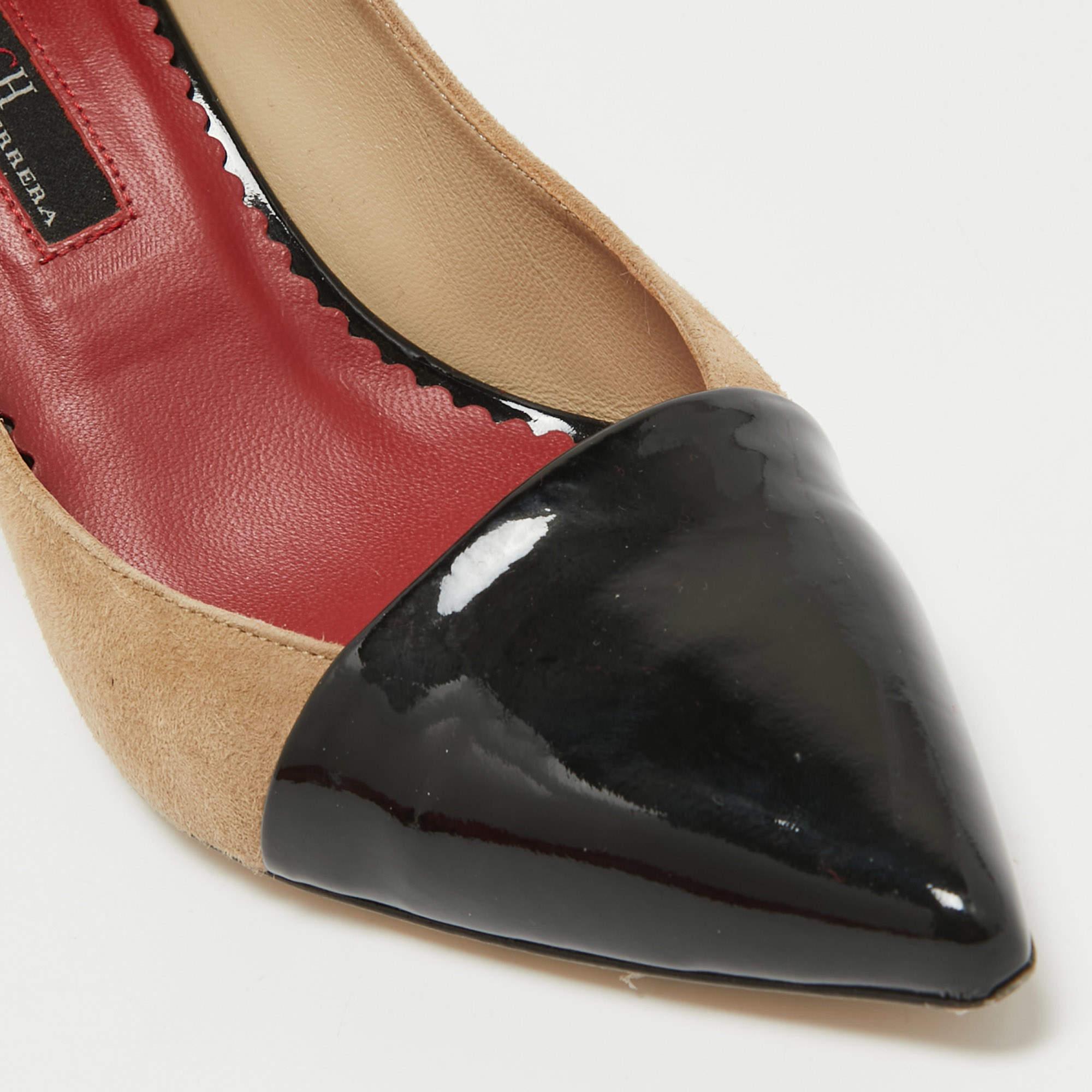 CH Carolina Herrera Bombas en punta de ante y cuero tricolor talla 36 en venta 2