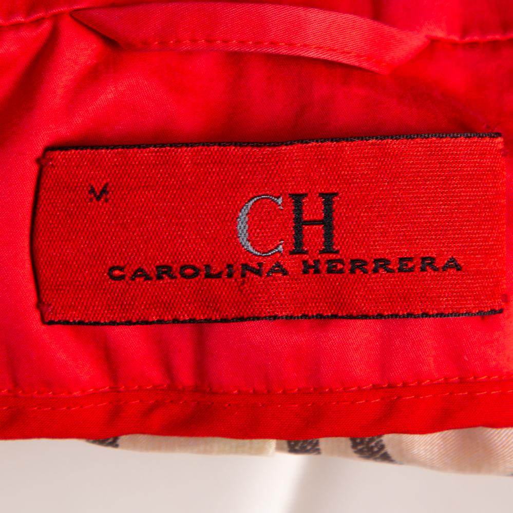 Women's CH Carolina Herrera Vintage Red Cotton Zipper Front Waist Tie Detail Jacket M