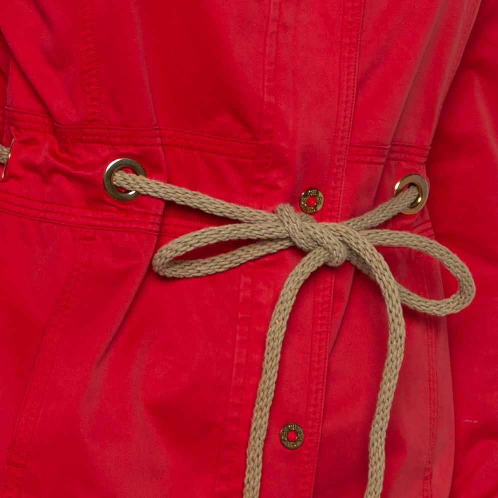 CH Carolina Herrera Vintage Red Cotton Zipper Front Waist Tie Detail Jacket M 1