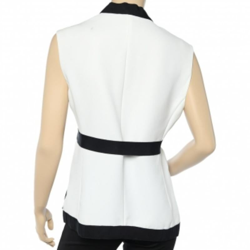 CH Carolina Herrera Encogimiento de hombros sin mangas con ribete de contraste blanco M en venta 1