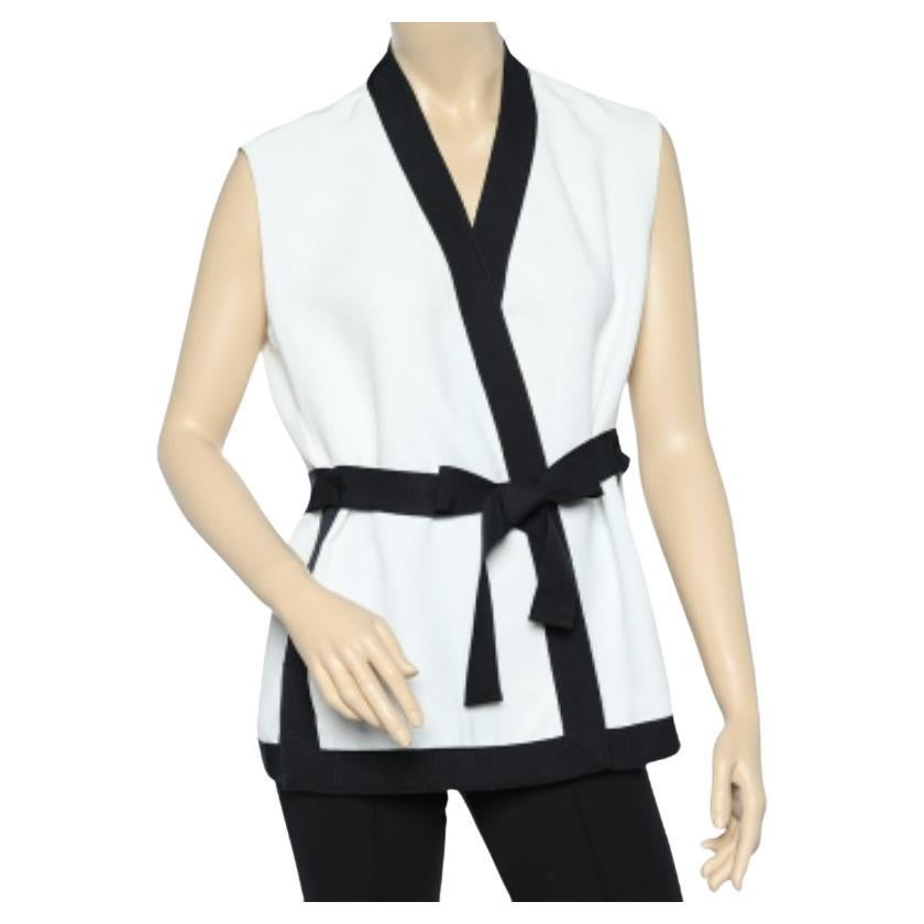 CH Carolina Herrera Encogimiento de hombros sin mangas con ribete de contraste blanco M en venta