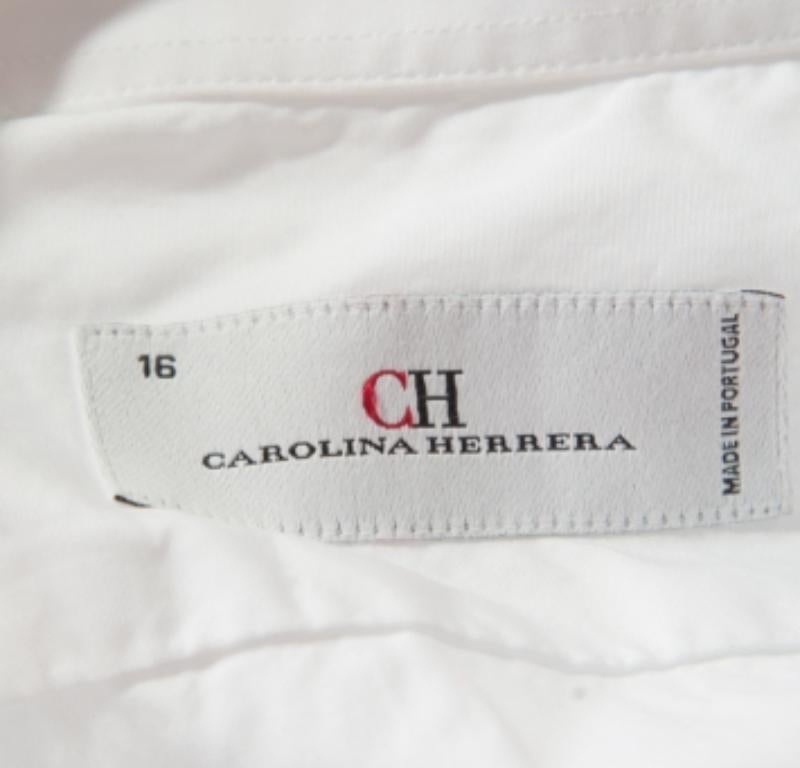 CH Carolina Herrera Weißes langärmeliges Hemd aus Baumwolle mit Knopfleiste XL (Grau) im Angebot