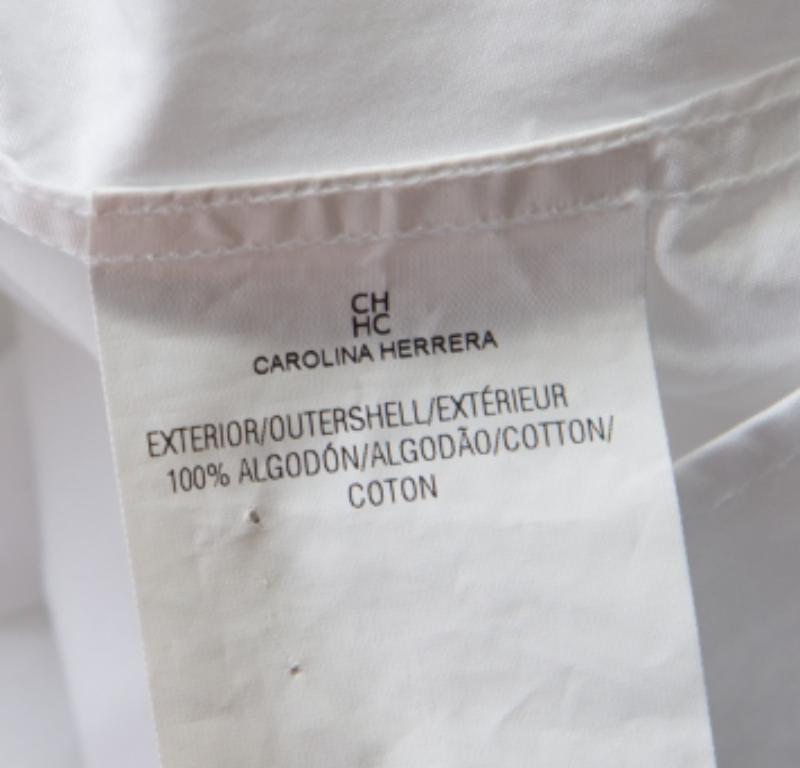 CH Carolina Herrera Weißes langärmeliges Hemd aus Baumwolle mit Knopfleiste XL im Angebot 1