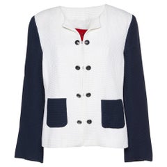 CH Carolina Herrera Giacca in cotone testurizzato bianco/azzurro I.L.A.