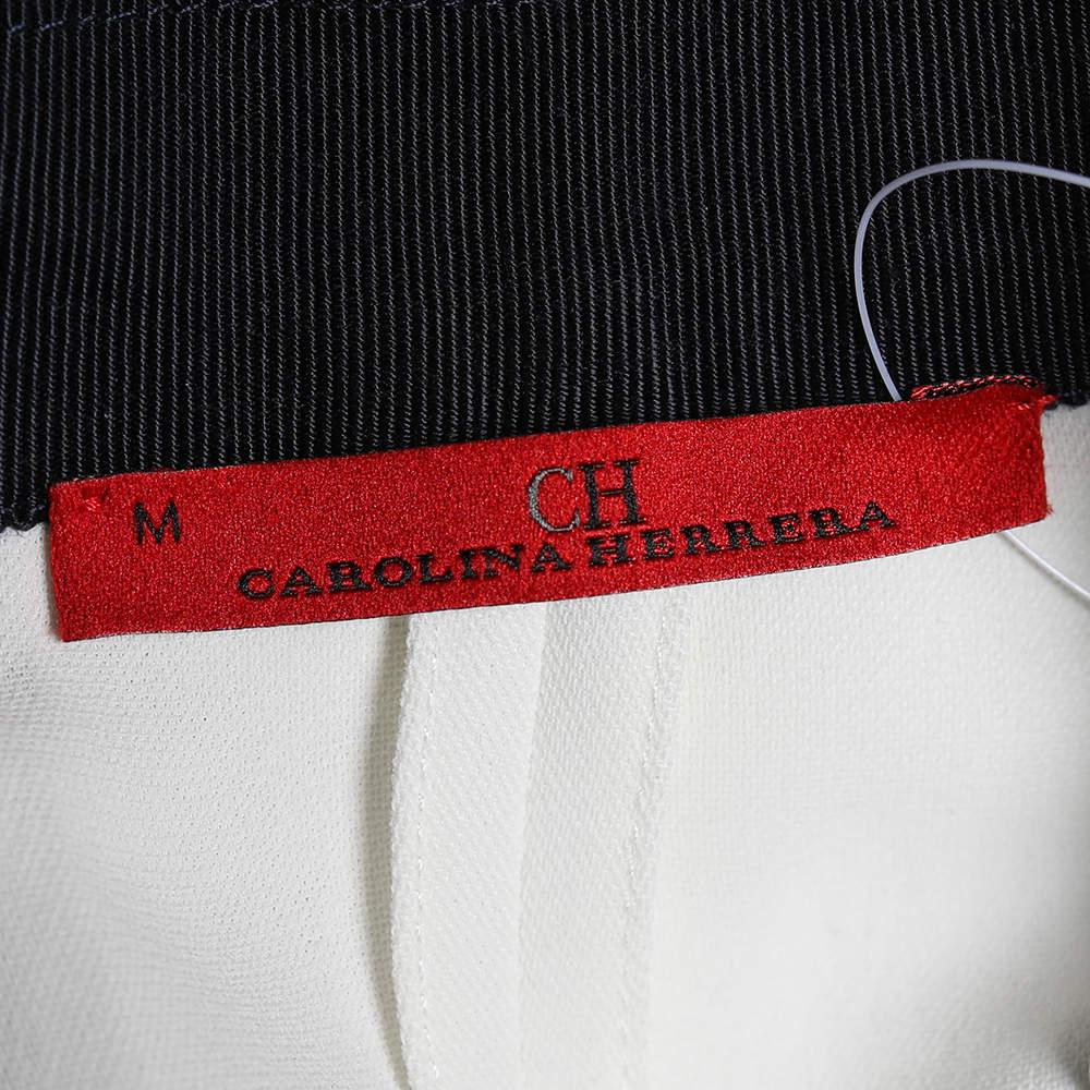 CH Carolina Herrera White Twill Contrast Trim belted Sleeveless Shrug M 2