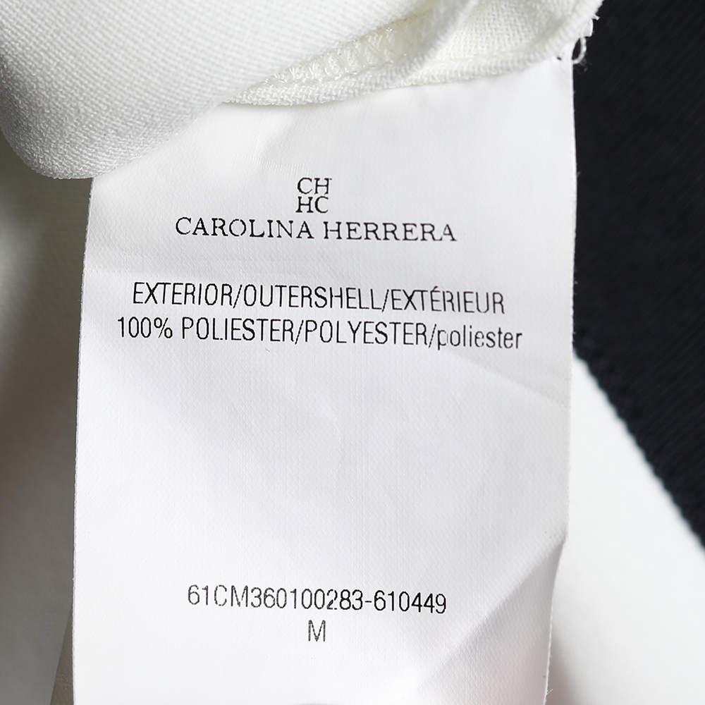 CH Carolina Herrera White Twill Contrast Trim belted Sleeveless Shrug M 3