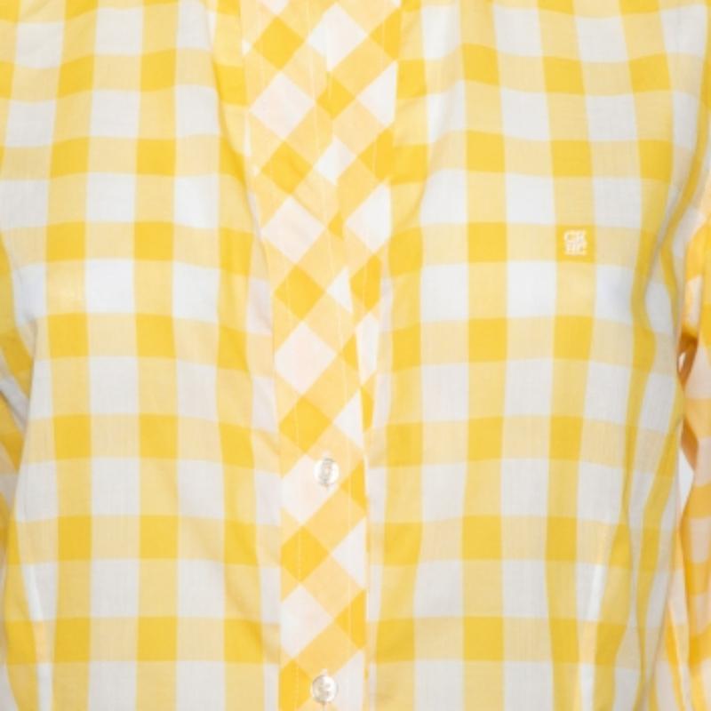CH Carolina Herrera Camisa de manga larga de algodón a cuadros amarillo L en venta 1