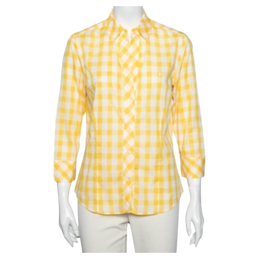 CH Carolina Herrera Camisa de manga larga de algodón a cuadros amarillo L