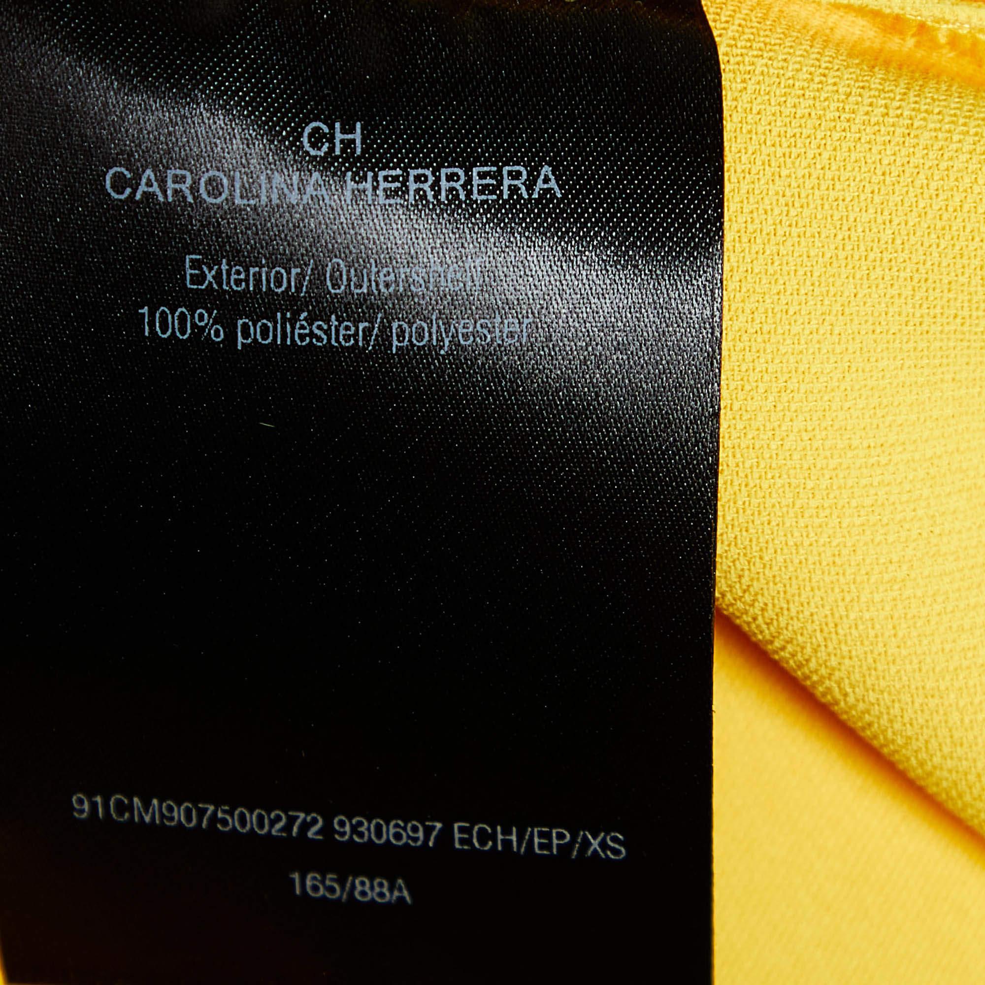 Women's CH Carolina Herrera Yellow Crepe Shift Dress XS