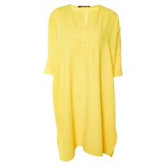 CH Carolina Herrera Yellow Crepe Shift Dress XS